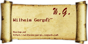 Wilheim Gergő névjegykártya